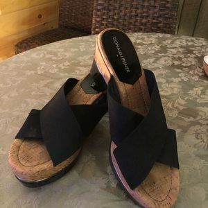 Nice pair of Donald J. Pliner black wedge sandals size 8.5